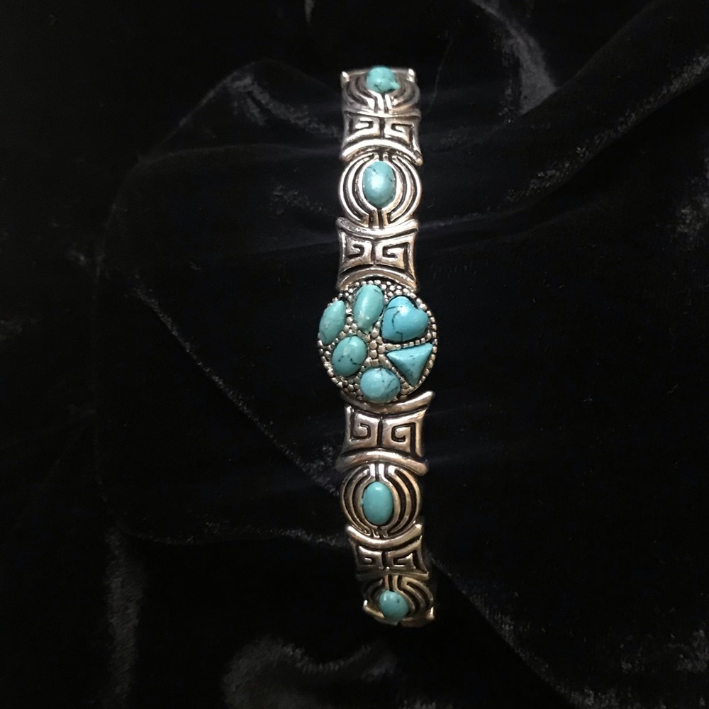 Turquoise and silver magnetic bracelet